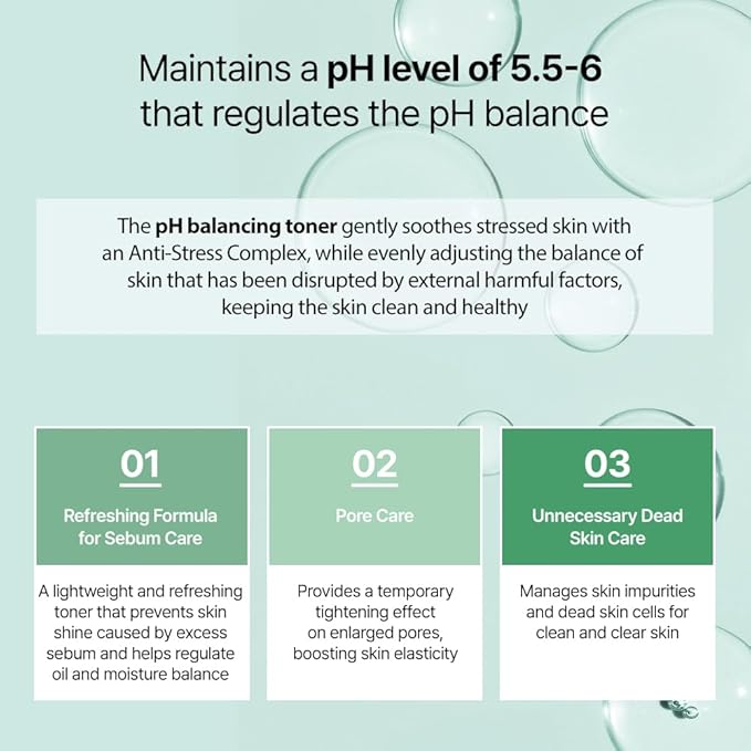pH Balancing Toner 5.07 fl oz /150ml Moisturizing Oil pH Level Balance Pore Tightening for Oily and Acne Skin Korean Skincare