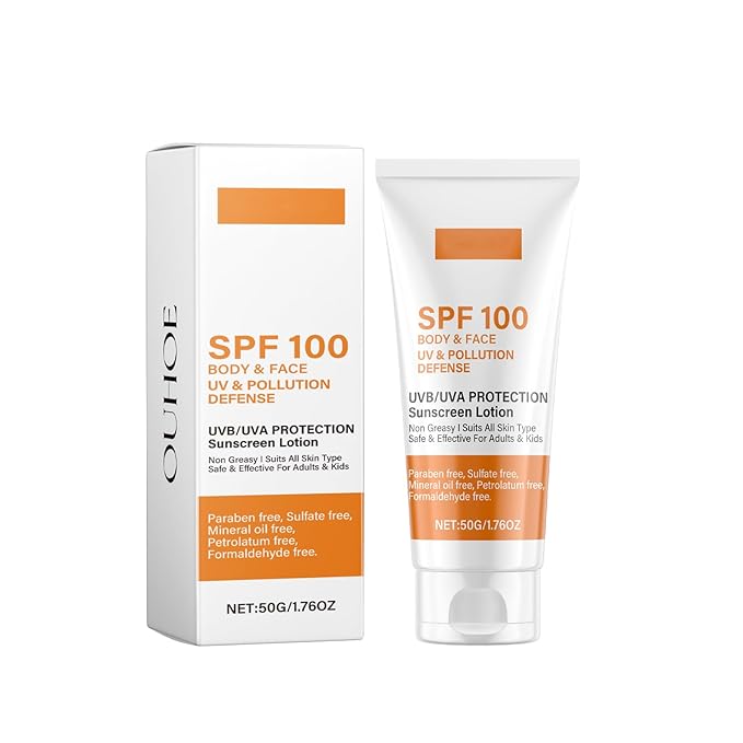 Face Sunscreen Moisturizer Spf 100, Travel Size Sunblock, Sun Screen Protector for Face & Body, Oil Free Facial Sun Screen, Non-Greasy, No White Cast Waterproof Sunscreen Lotion, Dry Oily Skincare