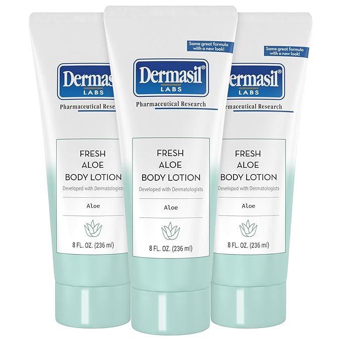 Dermasil Body Lotion, Aloe, 3-Pack – Non-Greasy, Fast-Absorbing, Fresh Scent, 8 Oz Ea