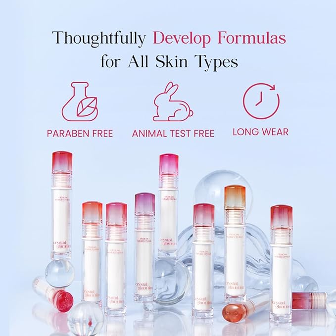 CLIO Crystal Glam Tint, Glossy Lip Tint with Glass-Like Shine, Lightweight Buildable Lip Stain, Long-Lasting Color, Non-Sticky, Rose Extract, Korean Lip Tint (012 FIERY ROSE)