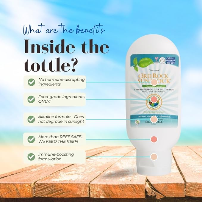 3rd Rock Essentials | Sunblock® SunScreen Lotion SPF 35+ | All Natural Organic Zinc Unscented Sunscreen for Sun Protection | All Natural Personal Care (3.3 oz | Single)
