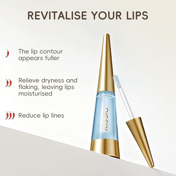 KISSIO PLUMP Lip Plumper,0.3 fl oz (9 ml),Maximum Plump with Ginger and Peptides,Extreme Lip Plumper,Hydrating and Plumping,Lips Line Care,Lips Gloss,Master | Large capacity, Powerful plumping