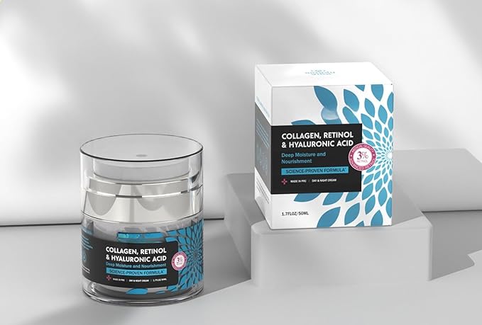 stem cell serum for face with retinol Anti-Aging Moisturizer Cream with Collagen, Retinol & Hyaluronic Acid - Skin Firming Care for Face, Neck & Décolleté Daily Use Day & Night Cream - 1.7 fl.oz.