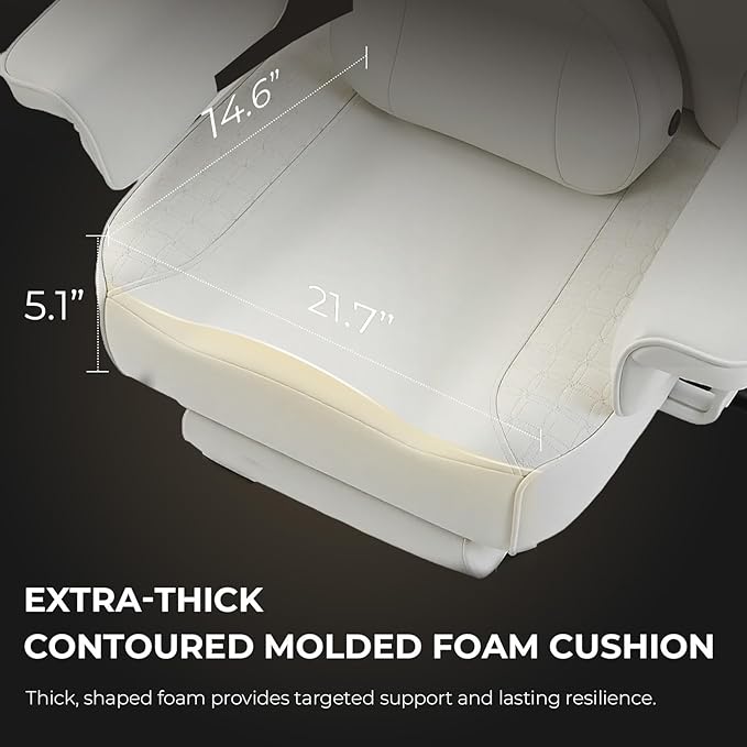 Dowinx Big and Tall Office Chair with Massage Lumbar Support,Executive Office Chair with Wide Thick Seat Cushion and Adjustable Armrest,Computer Gaming Chairs with Footrest (White,PU Leather)