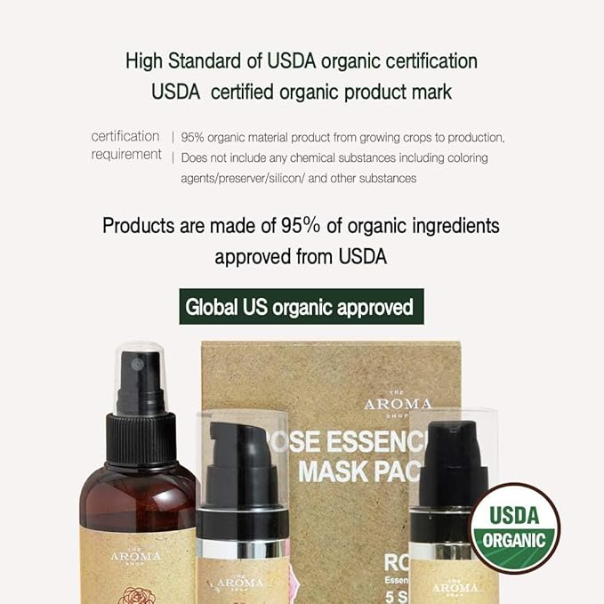 [USDA Certified] TheAromaShop Organic Rose Toner atonanda Chemical-Free Moisturizing Soothing 100% Natural Face Toner Sensitive Irritated Skin Pure Rose Oil Clean Beauty – 3.38 Fl Oz