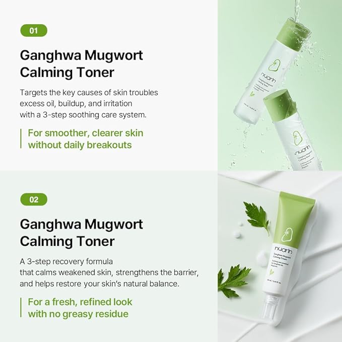 NUARIN Ganghwa Mugwort Calming Skincare | Soothing Toner & Cream Set