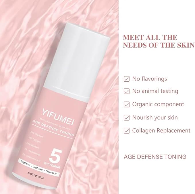 Generic 5 in 1 Glow Niacinamide Collagen Anti Aging Toner - Face Mist Hydrating Spray with Vitamin E & C Skin Care Facial Toner, Plump, Smooth, Moisturize Reduce Wrinkles & More., Pink