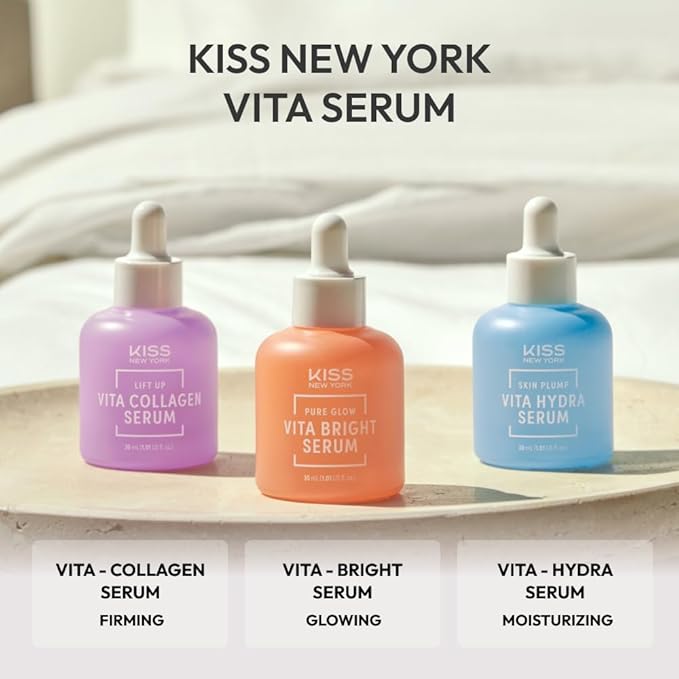 KISS NEW YORK Vita Hydra Serum for Face 1.01 Fl Oz, Hydrating Serum with Hyaluronic Acid, Ceramide, Niacinamide for Strong Skin Barrier & Plump Skin, Gentle Korean Skincare for Sensitive Skin