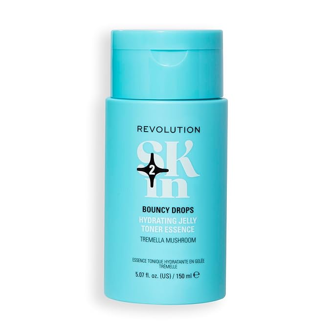 Revolution Skin, Bouncy Drops Tremella Mushroom Hydrating Jelly Toner Essence, Facial Toner with Vitamin B5, Vegan & Cruelty-Free, 11.69 fl oz
