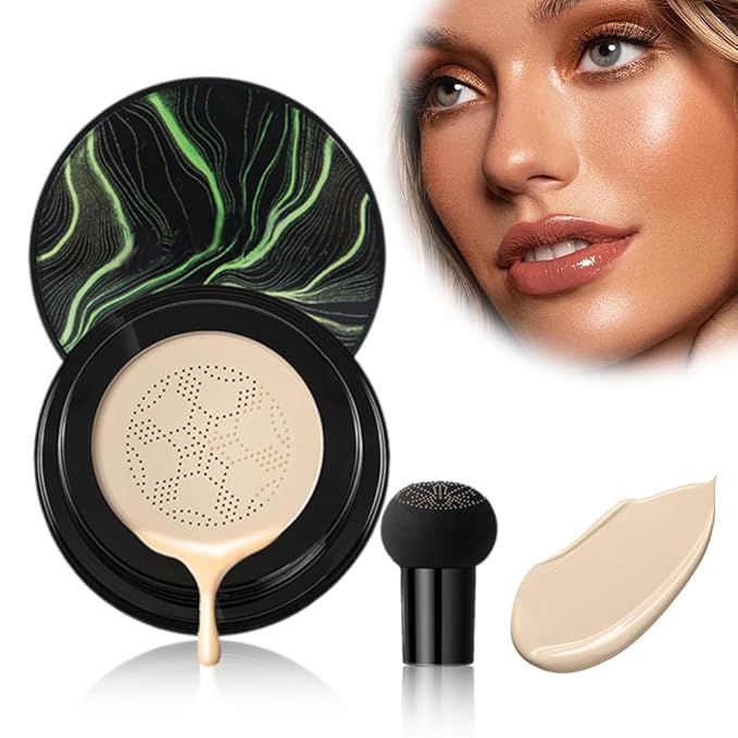 Makeup Foundation for Older Women, 2026 New Mushroom Head Airs Cushion CC Cream, BB Cream Makeup Foundation for Mature Skin Moisturizing Concealer Brighten Long-Lasting Even Skin Tone (Ivory)