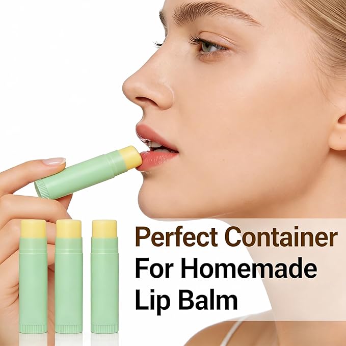 Value Pack of 100 Packs 5ml Empty Lip Balm Tubes, Leak-Proof Twist-Up Refillable Lipstick Containers for DIY Lip Balm，Lipstick, Lip Care Solid Perfume, Cosmetic Filling (Green)