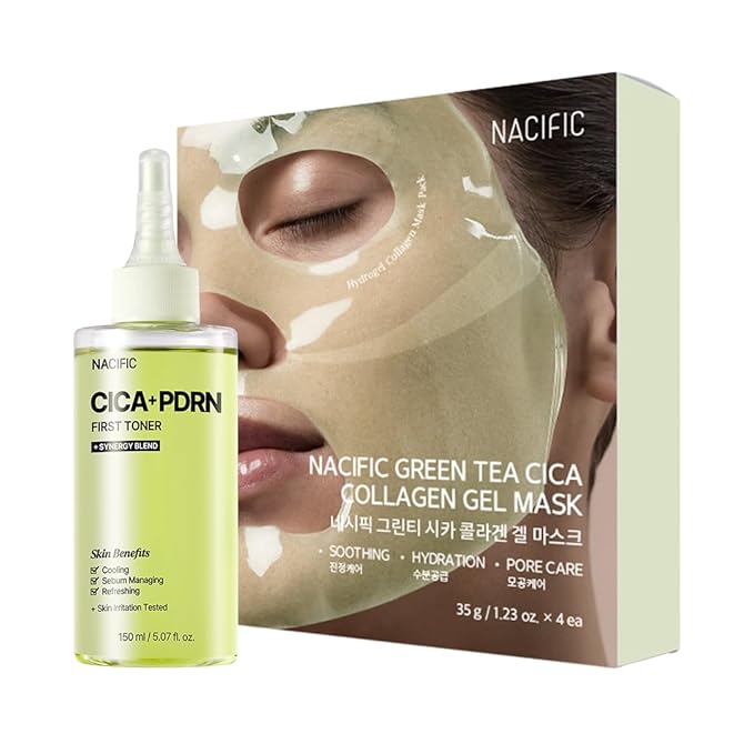 NACIFIC Cica Cooling & Soothing Duo - Green Tea Cica Gel Sheet & Cica PDRN Toner