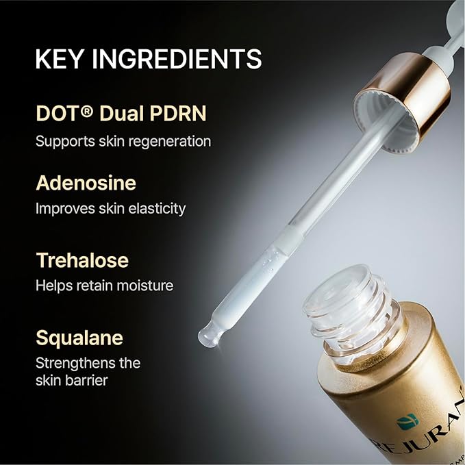 REJURAN® Dual Effect Ampoule, DOT DUAL c-PDRN® - Salmon DNA Face Serum for Deep Rejuvenation, Wrinkle Care, Firming, Skin Elasticity with Visible Anti-Aging Results. Korean Skincare (1.01 fl oz)