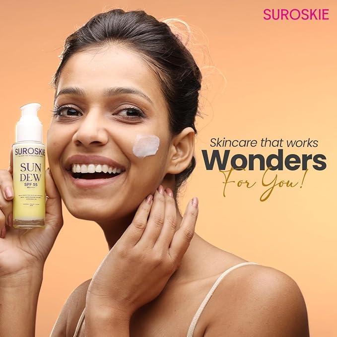 Sun Dew SPF 55 PA++++ Sunscreen, Water-Resistant, Lightweight Formula with Lavender and Niacinamide, 50ml