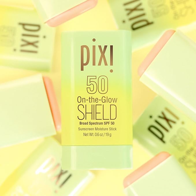 Pixi Beauty On-the-Glow SHIELD SPF 50 2-pack | Lightweight & Ultra-Hydrating Sunscreen Stick for Everyday Use | No White Cast | Travel Size, Vegan & Paraben-Free | 2x 0.6oz/19g