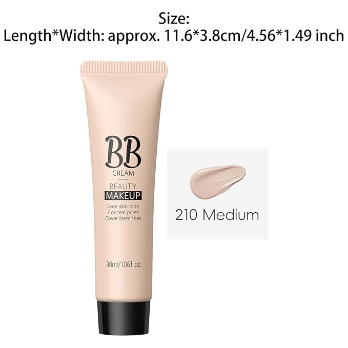 Natural Look BB Cream For All Skin Types Daily Wear Oil Free Tinted Moisturizer Lightweight Hydrating Formula Provides Buildable Sheer Coverage Moderate Nude One Size