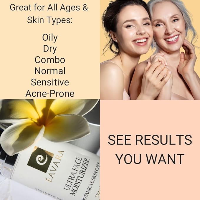 Organic Face Moisturizer Cream with Collagen Peptides, Hyaluronic Acid, Shea Butter and Jojoba Oil, Moisturizing Face Lotion For Women And Men, Award Winning & Paraben Free