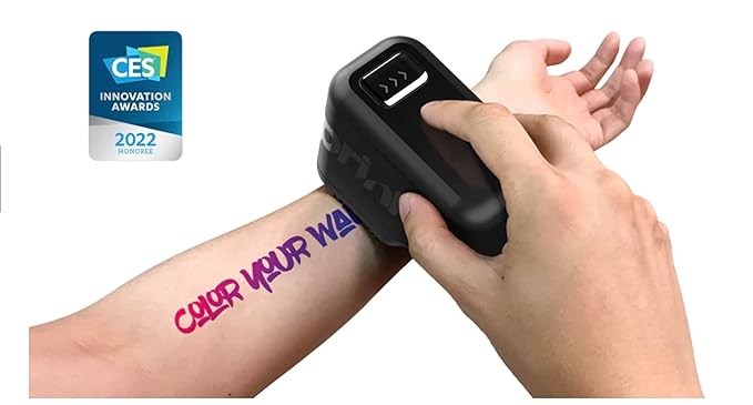 Prinker M Color Temporary Tattoo Printer, Custom Tattoos in Seconds, Water-Resistant and Soap-Washable, Android & iOS Compatible, Ink Included