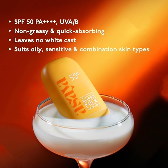As.aya Shee.r Milk Sunscreen SPF 50 PA++++ UVA + UVB | Lightweight Fluid Sunscreen with Niacinamide for Brightening | Water Based | Quick Absorbing | For Acne-Prone, Oily or Combination Skin, 50 ml