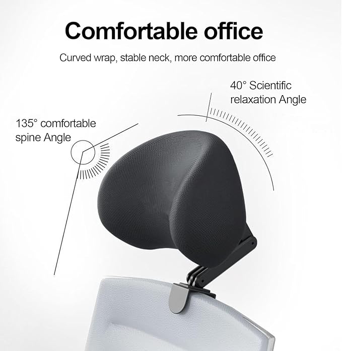 Memory Foam Headrest Attachment for Office Chair, Attachable Chair Head Rest, Desk Chair Neck Support, Elastic Sponge Head Pillow Adjustable Height and Angle