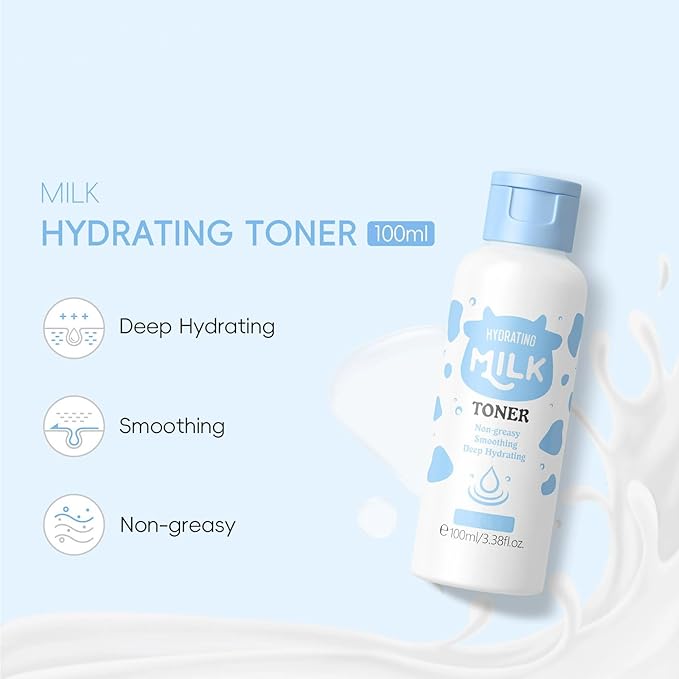 Milk Toner - Hydrating & Refreshing Toner for Face,Soothes Skin, Locks in Moisture, Reduces Redness,Made Without Dyes or Alcohol, Hypoallergenic,Suitable for All Skin Types 3.53 OZ