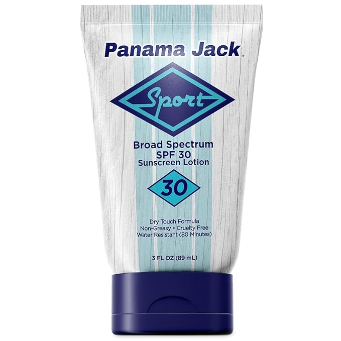 Panama Jack Sport Sunscreen Lotion - SPF 30, Broad Spectrum UVA/UVB Protection, Non-Greasy, PABA, Paraben, Gluten & Cruelty Free, 3 FL OZ (Pack of 6)