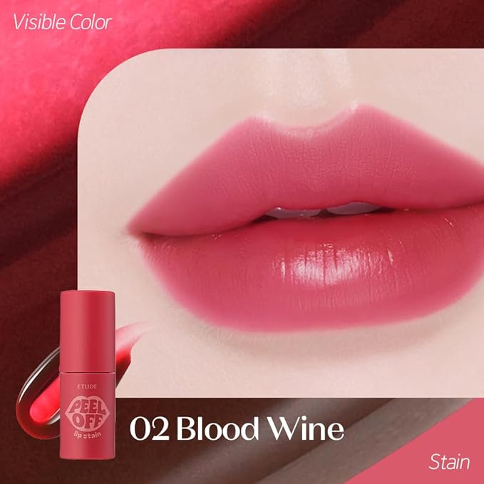 ETUDE Dear Darling Peel Off Lip Stain (Blood Wine) – Teen girl gifts, Hydrating Hydrogel Tint, Fruity scent, Long Lasting & Waterproof, High Pigment, Easy Peel Off, All‑Day Color Lip Tattoo
