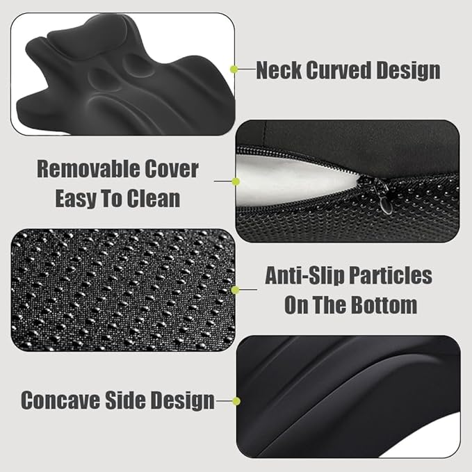 Moodie Intimacy Pillow, Chiro Monk Pillows for Couples, 27° Angle Perfect Position Ergonomic Memory Foam Wedge Pillow, Provides Waist and Neck Contoured Support (Black)