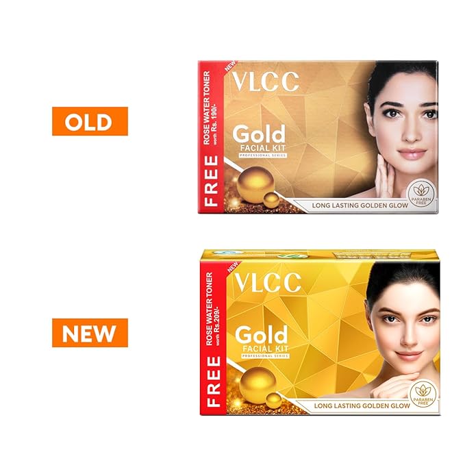 VLCC Gold Facial Kit + FREE Rose Water Toner | 300gm + 100ml