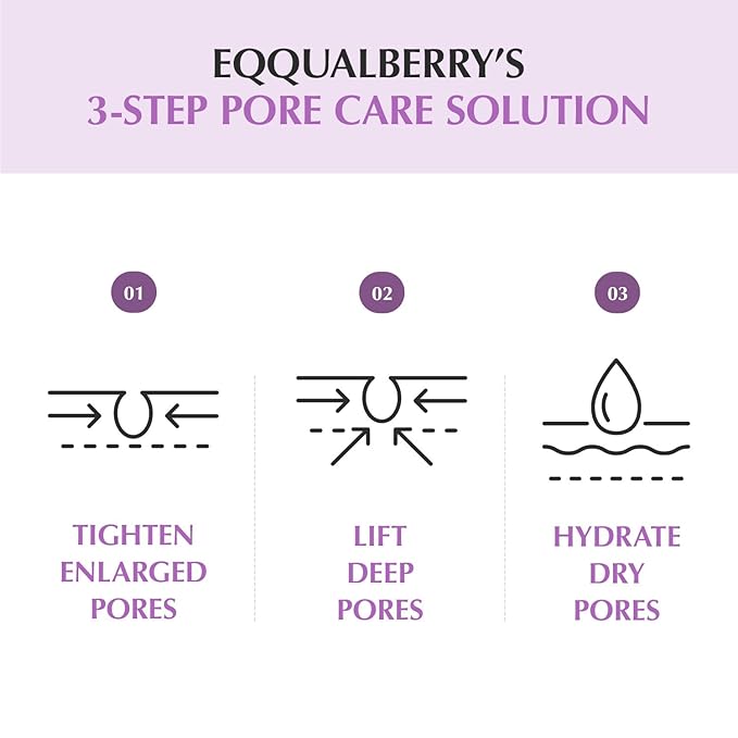 EQQUALBERRY Purple Rice 3-Step Pore Care & Glass Skin Trio – Cleansing Oil, Pack Cleanser & Pore Minimizing Serum | Complete Korean Skincare for Double Cleansing, Pore Refining & Skin Prep