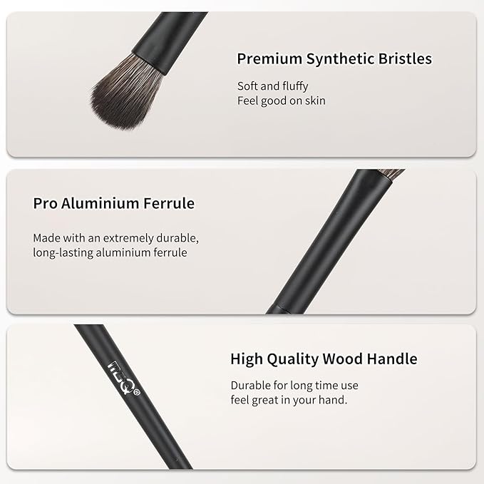 MSQ Eyeshadow Brush, Eye Makeup Brush with Soft Synthetic Hair Bristles, Eye Blender Brush for Highlighting, Blending, Essential Eye Shadow Brush for Daily Makeup