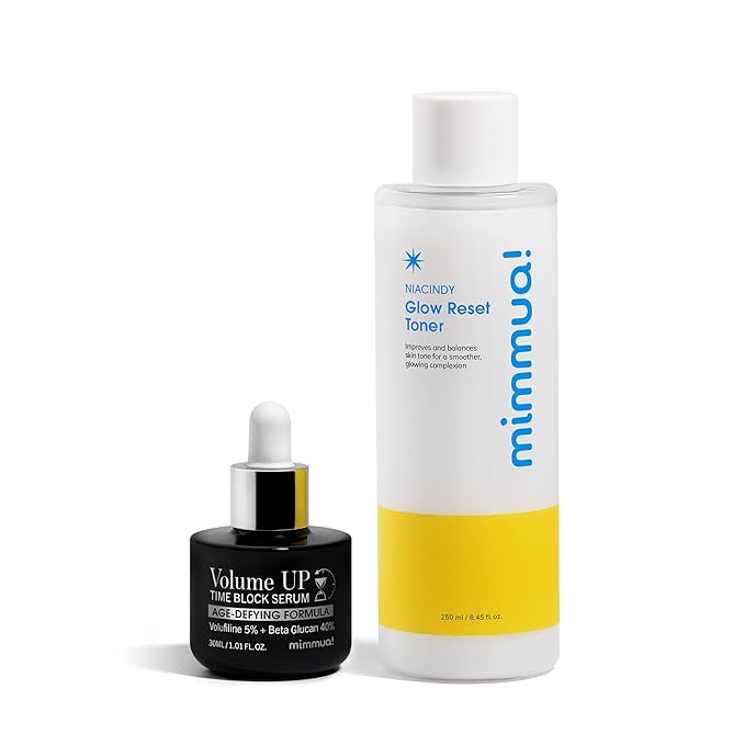 Glow & Lift Anti-Aging Duo Set | Glow Reset Toner + Time Block Serum | Exfoliating & Firming | Thioctic Acid, Niacinamide 5%, Volufiline & Beta Glucan for Smooth, Radiant Skin