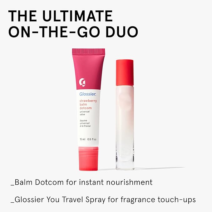 Glossier Balm Dotcom Hydrating Tinted Lip Balm - Universal Salve, Up to 12 Hour Moisture for Dry Lips, Cuticles & Skin - Lanolin, Beeswax & Castor Oil - Strawberry, Jammy Pink Tint, 15ml