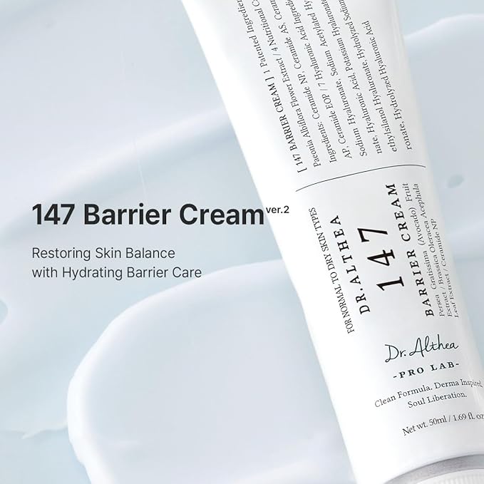 Dr.Althea 147 Barrier Cream | Daily Skin Barrier Care | Deep Hydrating with Hyaluronic Acid & Ceramides | Korean Vegan Skincare for All Skin Types | 1.69 Fl Oz (Ver.2 - Pack of 1)