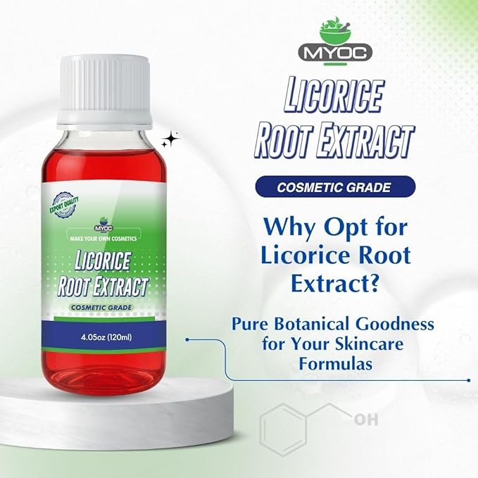 MYOC Licorice Root (Mulethi) Liquid Extract (120 ml / 4 fl oz) - Cosmetic Grade for Serums Toners Creams Lotions & DIY Skincare