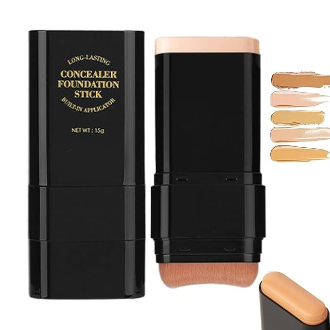 Concealer Foundation Stick, Dual-Ended Eraser Foundation Stick Conceal & Highlight, With Built-In Brush, for All Skin Types (NATURAL)