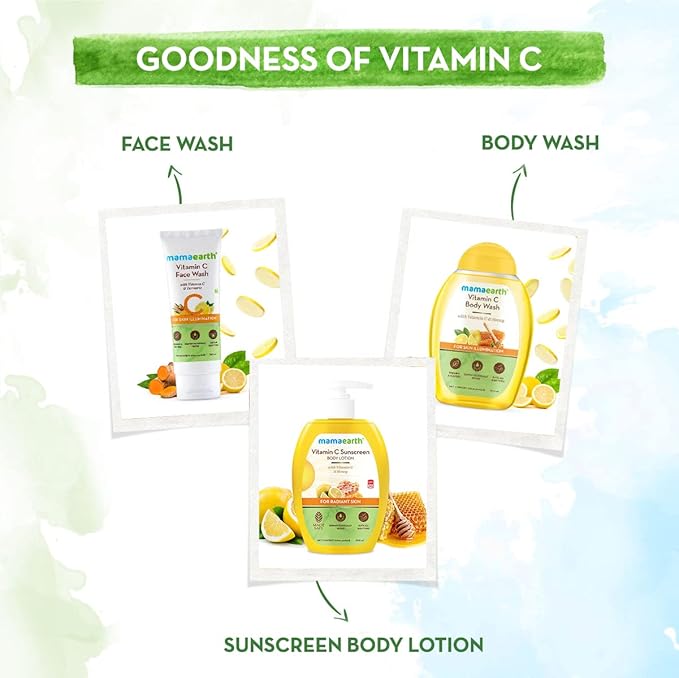 Mamaearth Vitamin C SPF 30 Sunscreen Body Lotion | Helps Prevent Tanning & Adds Glow to Skin | Lightewieght & Non-Greasy | Suits All Skin Types | 10.14 Fl Oz/300ml