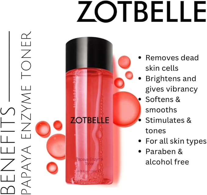 ZOTBELLE Enzyme Toner refreshes, refines Texture, balances Oil, hydrates, Protects, minimizes pores & soothes. Alcohol‑Free for All Skin Types Daily.