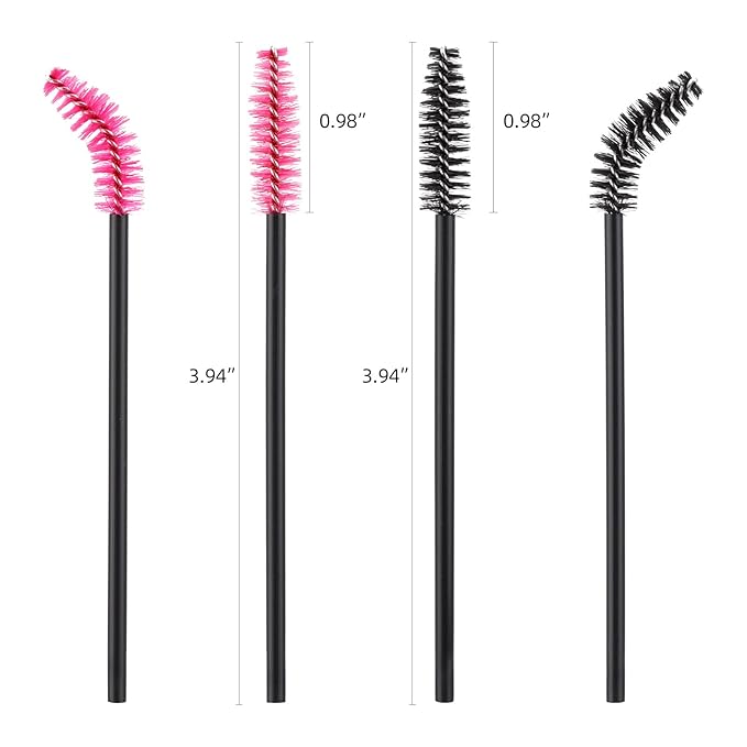 1000 Pcs Disposable Eyelash Brushes Mascara Wands Applicator Makeup Spoolies Brush Kits (Black,Pink)