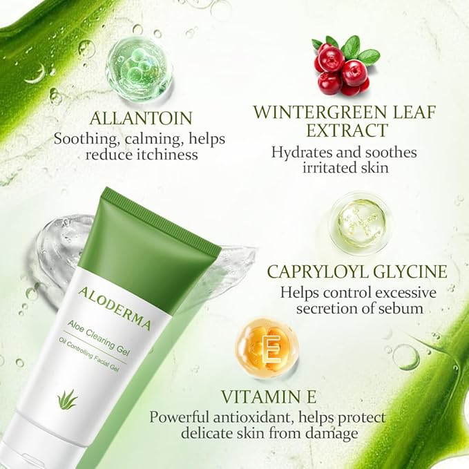Aloderma Aloe Oil Controlling Set, 2 pcs - Aloe Clearing Gel, Hydrating Toner