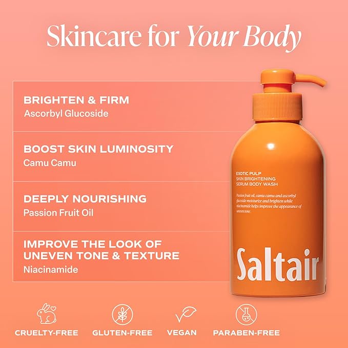 Saltair Body Wash 2-Pack – Moisturizing Body Wash with Niacinamide & Vitamin C – Scented Shower Gel for Women and Men – Exotic Pulp Scent, 2x 17oz – Vegan, Cruelty-Free, Paraben-Free