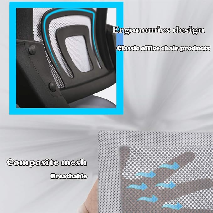BestOffice Office Chair Mid Back Desk Chair1 Ergonomic Mesh Computer Gaming with Larger Seat, Executive Height Adjustable Swivel Task with Lumbar Support Armrest for Women Adults Women, Men White