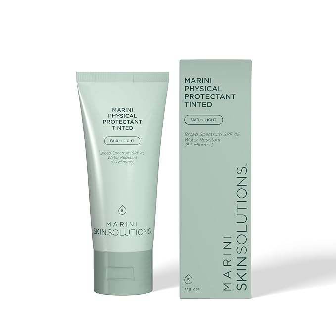 Marini SkinSolutions Physical Protectant Tinted - Fair to Light - Broad-Spectrum SPF 45 Sunscreen - Water Resistant (80 Minutes) - All Skin Types - Cruelty Free - Made in the USA - 2 oz
