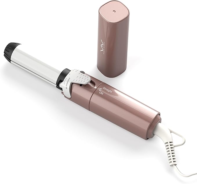VAV Mini Travel 2 in 1 Curling Iron Small Hair Straightener and Curler Dual Voltage Flat Iron,1 Inch Hair Iron,Ceramic Portable Curling Wand,for Short Hair,Curls Bangs (Rose Gold)