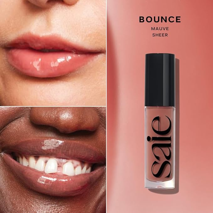 Saie Glossybounce High-Shine Hydrating Lip Gloss Oil - Sheer Tinted Lip Oil with Hyaluronic Acid + Jojoba Oil for Long-Lasting Moisture (.17 oz) (Disco + Bounce)