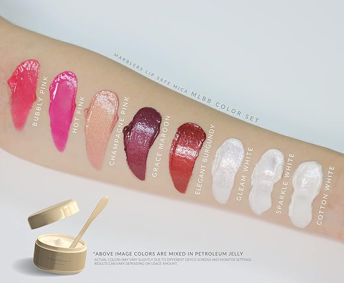 MARBLERS Lip Safe Mica Powder Colorant Set [MLBB 8 Color Set] |Cosmetic | Epoxy Resin Pigment | Dye | Non-Toxic, Vegan, Cruelty-Free | Lip Gloss, Nails, Body Butter, Bath Bomb, Candle & Soap Making
