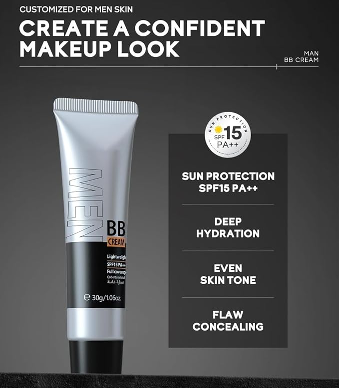 BB Cream With SPF 15-1.41oz Hydrating & Concealing Glow Foundation + CC cream, Sunscreen Tinted Lotion, Long-Lasting, Oil-Control, Pore-Hiding Beauty Balm, Tinted Moisturizer