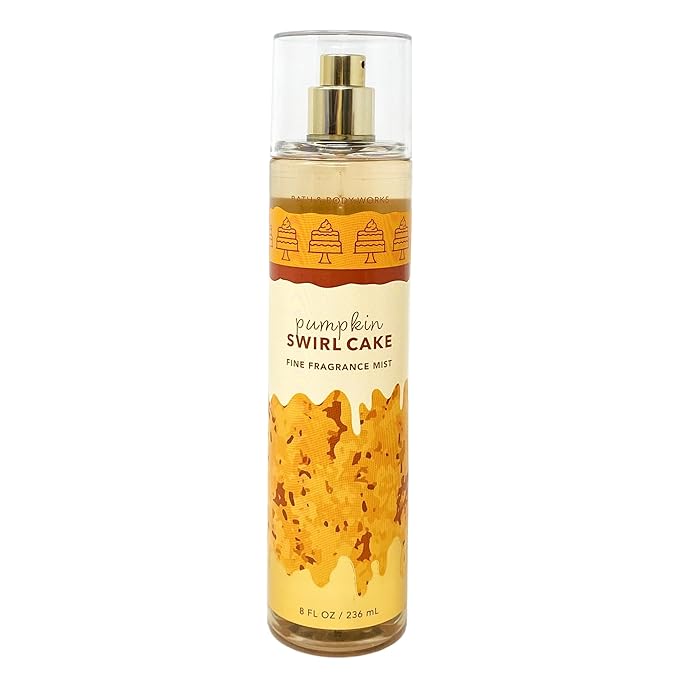 Bath & Body Works Pumpkin Swirl Cake 3 Pack Fragrance Mist Bundle with a Wild Jasmine Bar Soap - Full Size