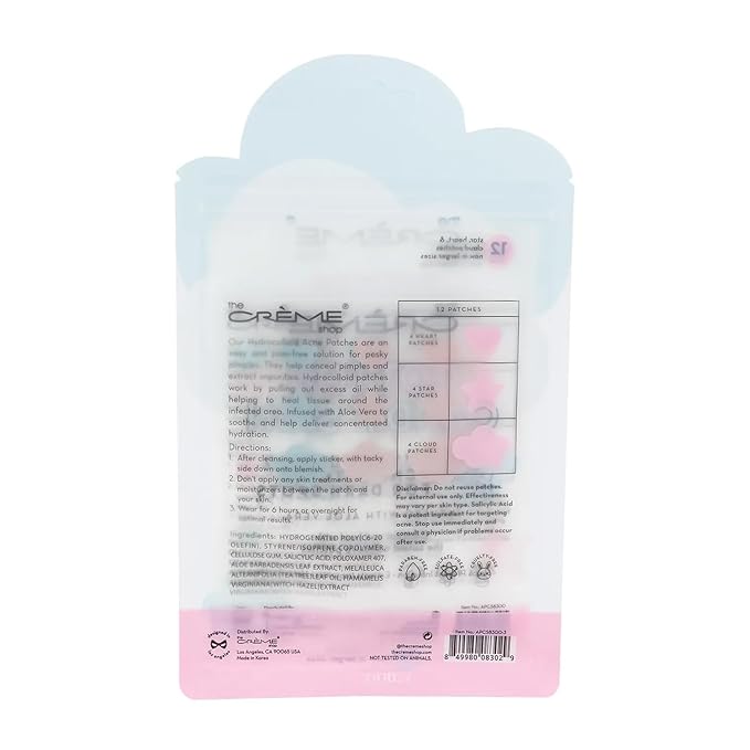 The Crème Shop Pimple Patches with Salicylic Acid Pack - Bundle with 36 Hydrocolloid Blemish Patches Infused with Witch Hazel, Made in Korea to Conceal and Heal Acne Spots | The Creme Shop Skin Care