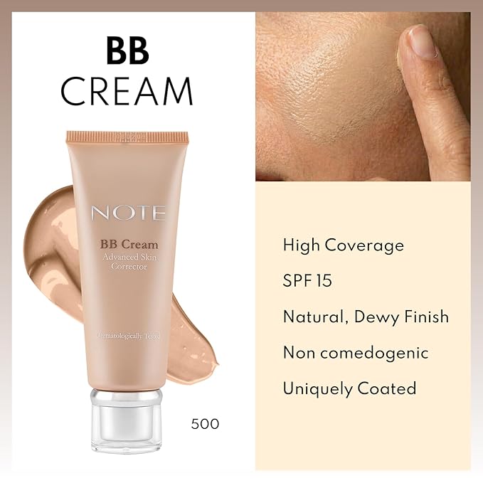 NOTE BB Cream SPF 15 - Tinted Moisturizer Face Cream with Vitamin E - Hydrating Foundation Makeup for Lasting Natural Finish - 500-1 oz